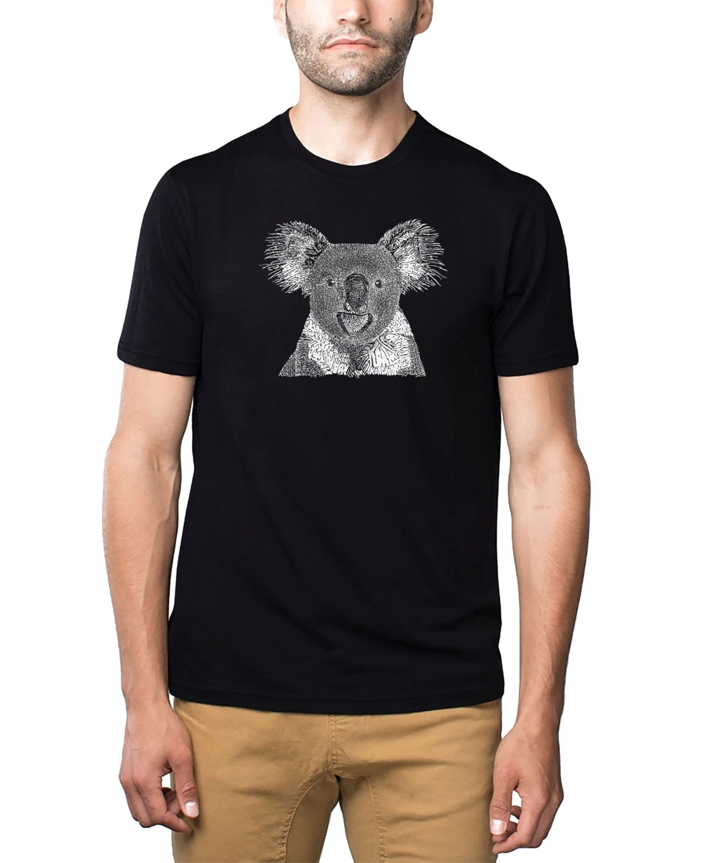 Мужская футболка LA Pop Art Cotton/Poly Blend Word Art - Koala, цвет: Чёрный — фото 1