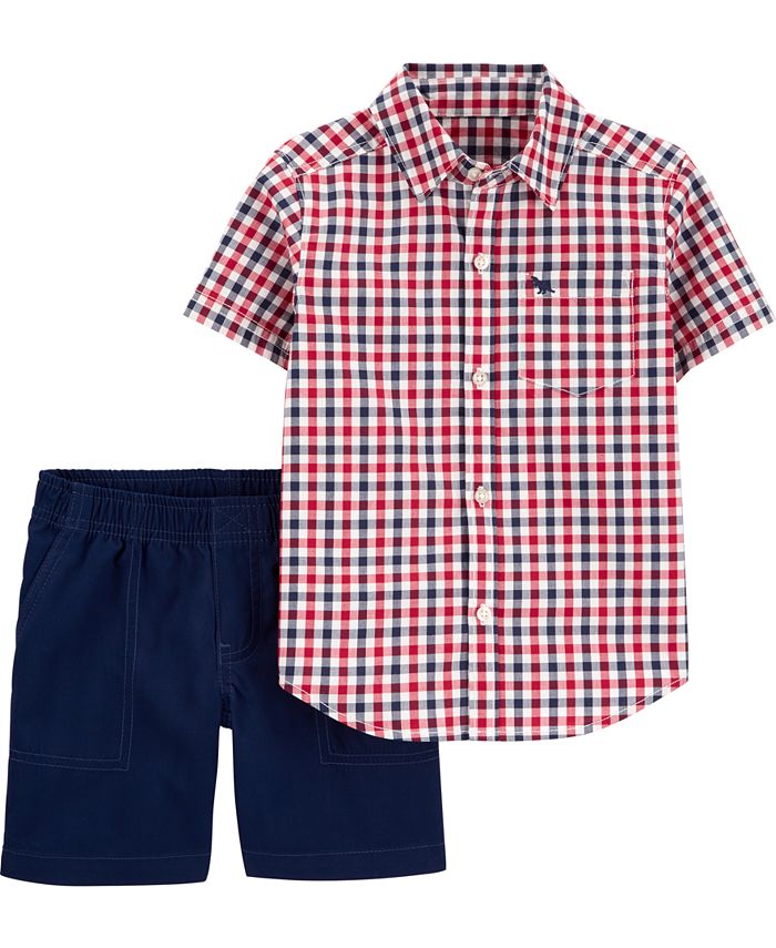 Carter's Toddler Boys 2-Piece Button-Front Shirt and Short Set - Macy's