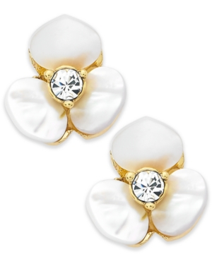 image of Kate Spade New York Earrings, Gold-Tone Cream Disco Pansy Flower Stud Earrings
