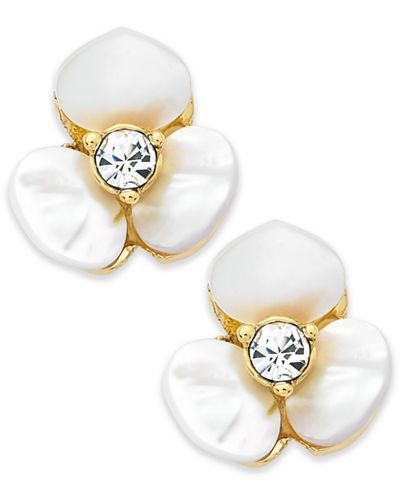 spade kate earrings flower york gold stud jewelry disco pansy tone cream