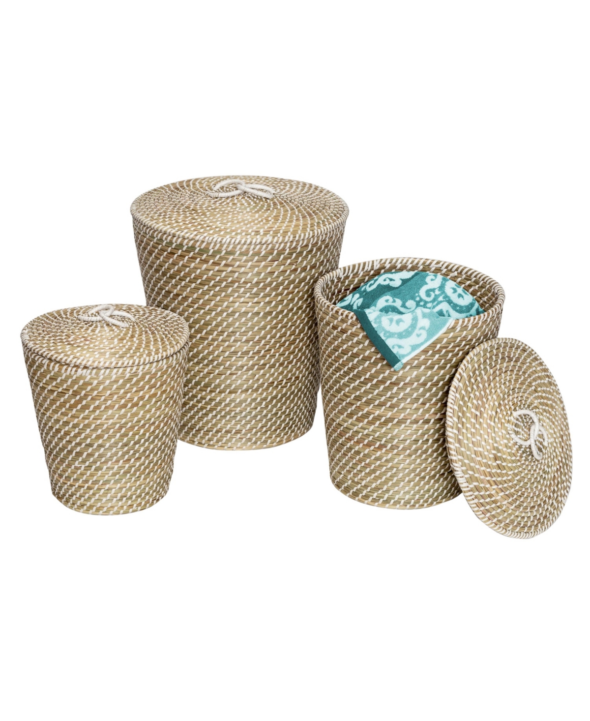 Set of 3 Nesting Seagrass Snake Charmer's Baskets - Natural