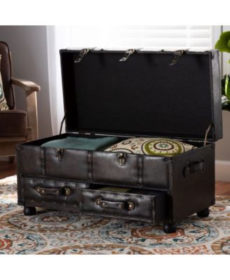 Callum Modern Transitional Upholstered 2 Drawer Storage Trunk Ottoman