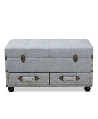 Flynn Modern Transitional Upholstered 2 Drawer Storage Trunk Ottoman