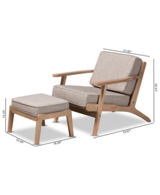 Sigrid Mid-Century Modern Armchair and Ottoman Set