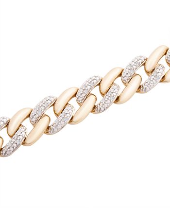 Macy's - Men's Diamond Link Chain Bracelet (1/2 ct. t.w.) in 10k Gold