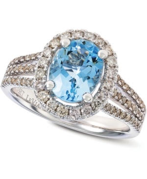 image of Le Vian Sea Blue Aquamarine (1-3/8 ct. t.w.) & Nude Diamond (5/8 ct. t.w.) Ring in 14k White Gold