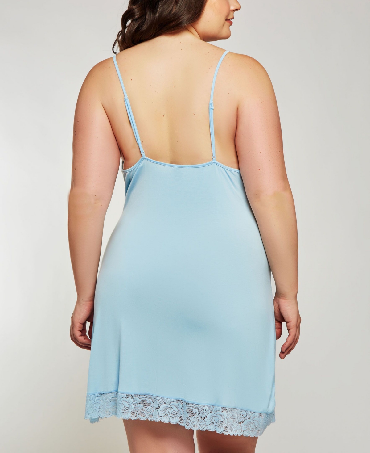 iCollection Women's Cotton Blend- Ultra Soft Contrast Lace Chemise Lingerie