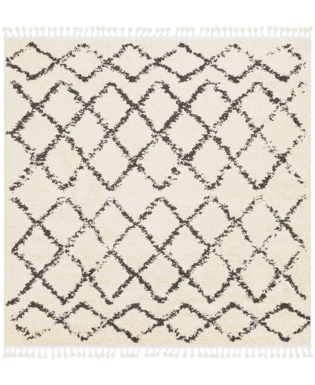 Surya Berber Shag Bbe-2300 Charcoal 7'10in x 7'10in Square Area Rug - Charcoal