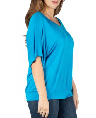 Plus Size Short Sleeve Loose Fitting Dolman Top