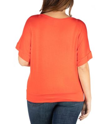 Plus Size Short Sleeve Loose Fitting Dolman Top