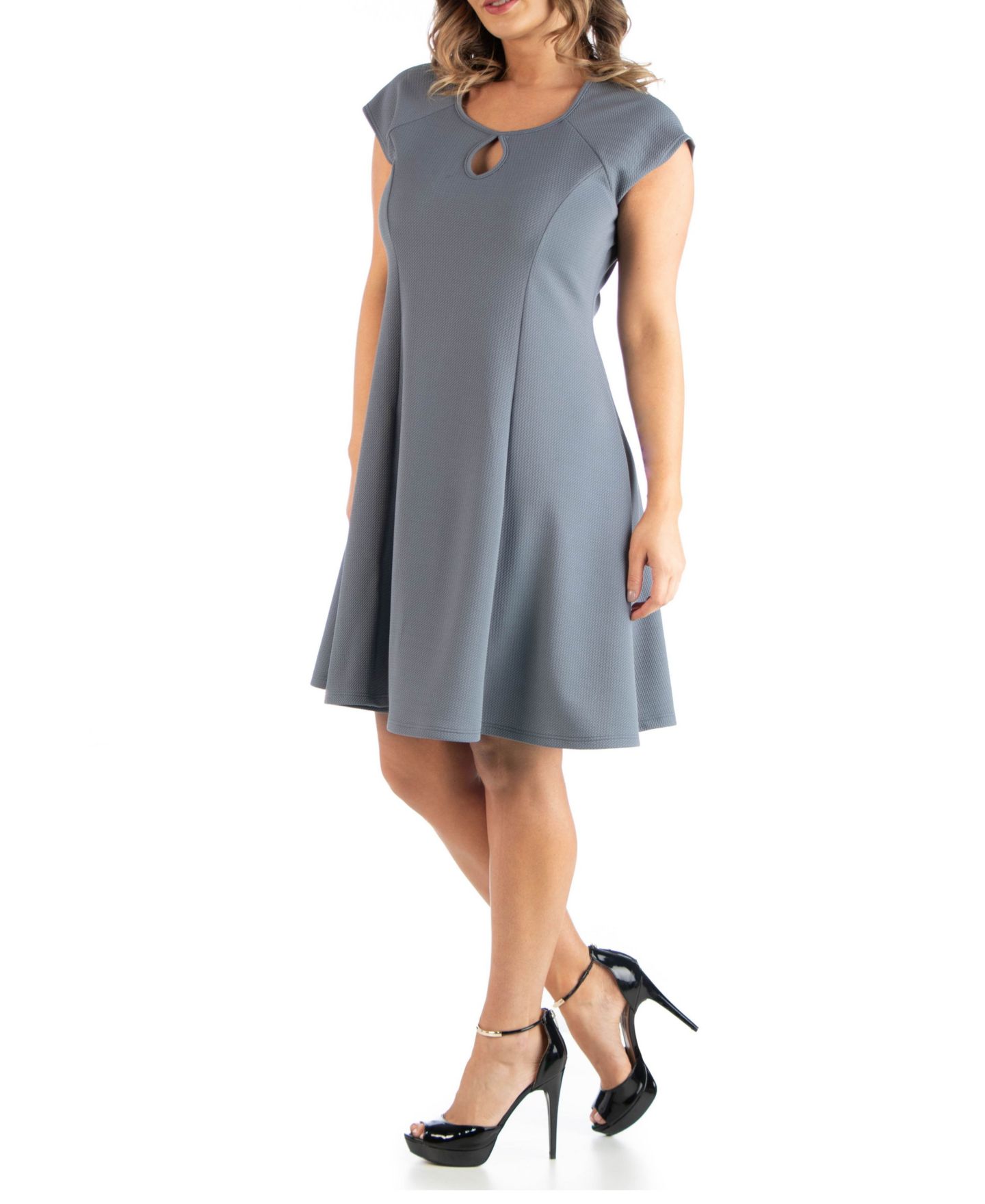 Женское платье 24seven Comfort Apparel Plus Size Keyhole Neck, цвет: Угольный — фото 3