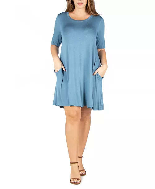 plus size knee length pocket t-shirt dress