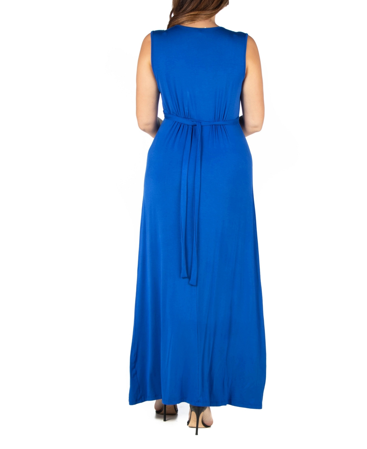 24seven Comfort Apparel Plus Size Sleeveless Empire Waist Maxi Dress
