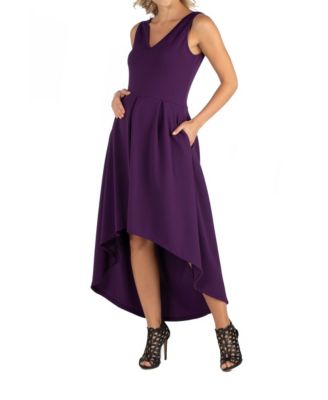 Sleeveless Fit and Flare High Low Maternity Dress