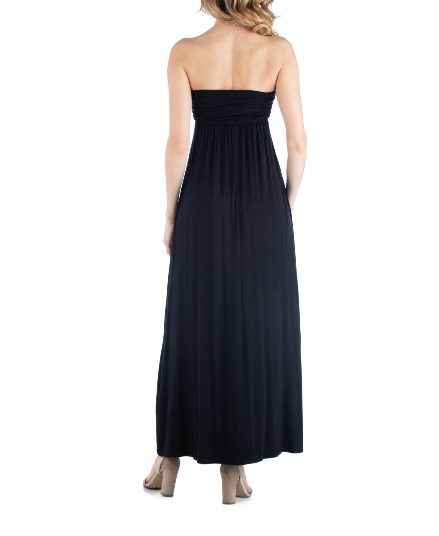 Женское платье 24seven Comfort Apparel Sleeveless Empire Waist Maternity Maxi, цвет: Чёрный — фото 3