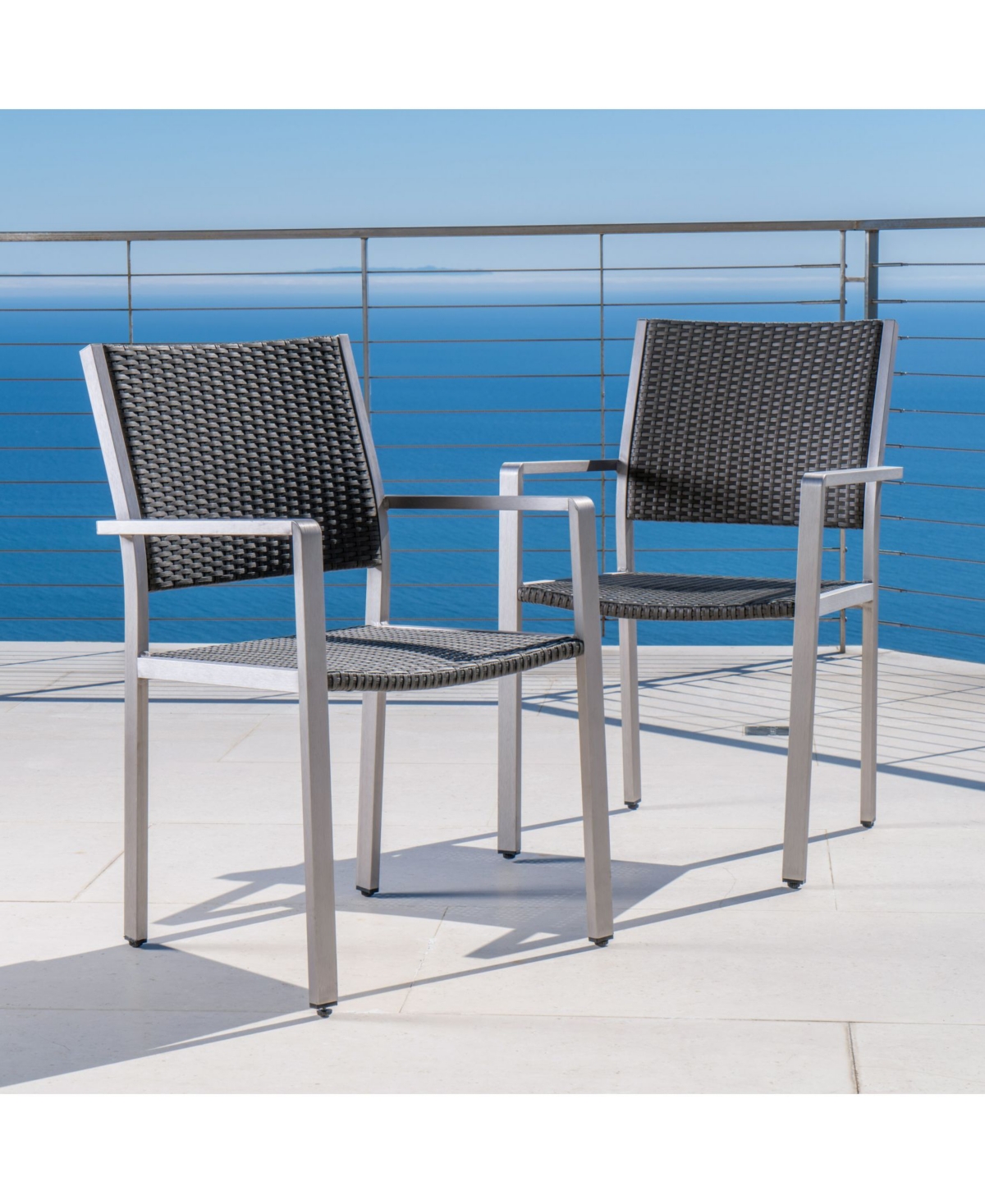 Noble House Cape Coral Outdoor Dining Chairs with Frame, Set of 2