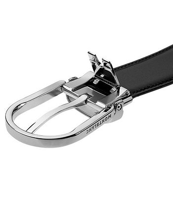 Montblanc Palladium Finish Pin Buckle Reversible Leather Belt