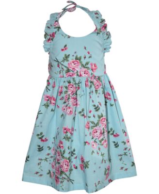 Blueberi Boulevard - Baby Girls Peony-Print Halter Sundress