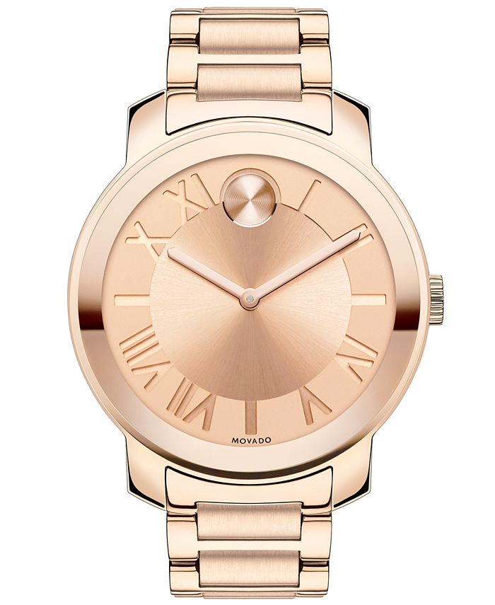 Movado Women's Swiss Bold Rose Gold Ion-Plated Stainless Steel Bracelet ...