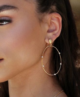 Delicate Crystal Large Oval Hoop Women's Earrings