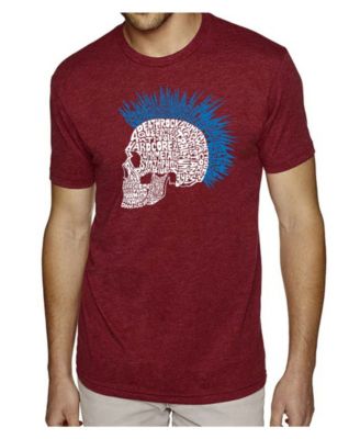 Men's Cotton/Poly Blend Word Art T-Shirt - Punk Mohawk Skull