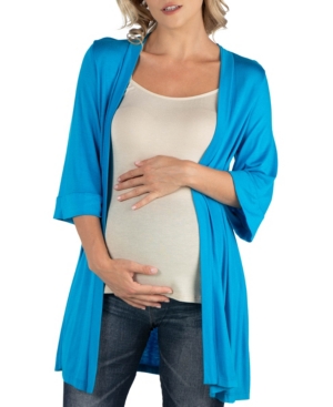 24seven Comfort Apparel Open Front Elbow Length Sleeve Maternity Cardigan