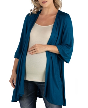24seven Comfort Apparel Open Front Elbow Length Sleeve Maternity Cardigan