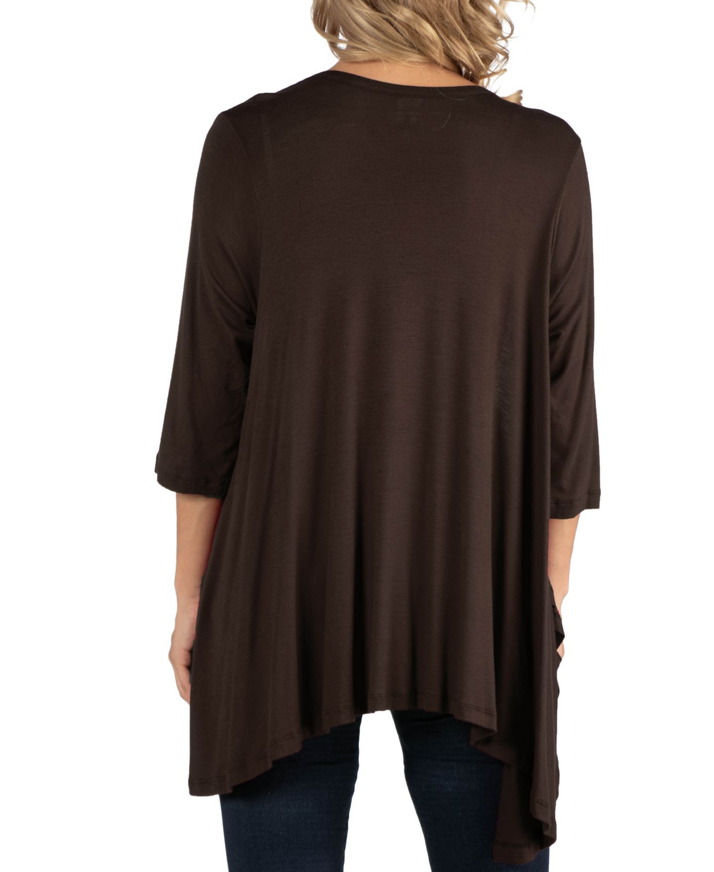 Женский кардиган 24seven Comfort Apparel Elbow Length Sleeve Maternity Open, цвет: Коричневый — фото 3