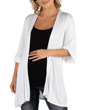 24seven Comfort Apparel Open Front Elbow Length Sleeve Maternity Cardigan