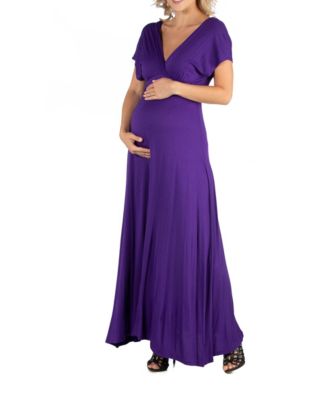 Cap Sleeve V Neck Maternity Maxi Dress