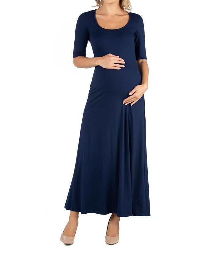 24seven Comfort Apparel Casual Maternity Maxi Dress with Sleeves ...
