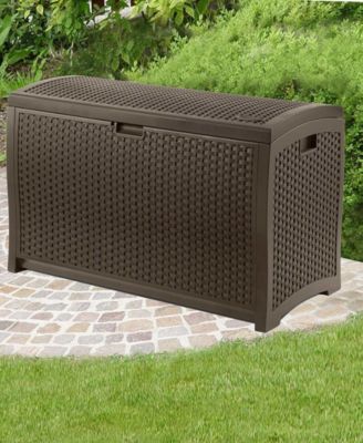 Suncast DBW9200 99 Gallon Outdoor Resin Patio Storage Chest with Handles, Mocha