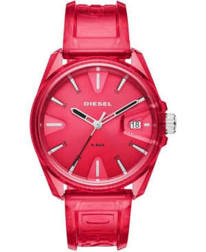 image of Diesel Unisex MS9 Red Transparent Polyurethane Strap Watch 44mm