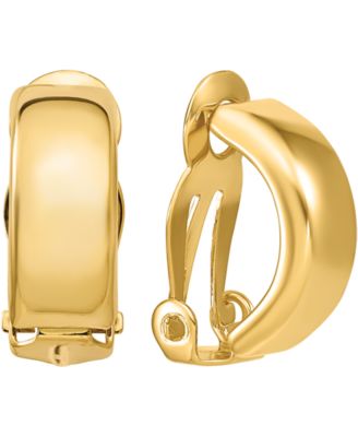 Polished Half Hoop Clip On Earrings in 14k Gold