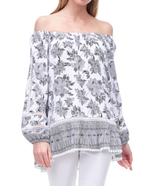 image of Fever Poet Sleeve Ruffle Hem Blouse