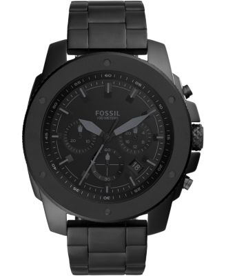 Fossil - Men's Chronograph Mega Machine Black Stainless Steel Bracelet Watch 50mm