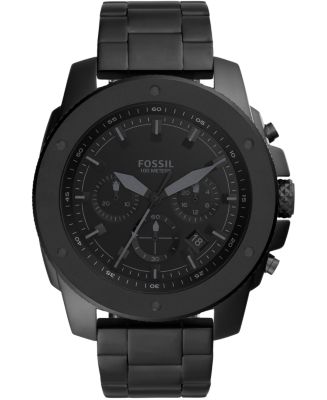 Fossil Men's Chronograph Mega Machine Black Stainless Steel Bracelet ...