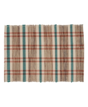 Saro Lifestyle Plaid Woven Water Hyacinth Placemat Set Of 4 In Multi
