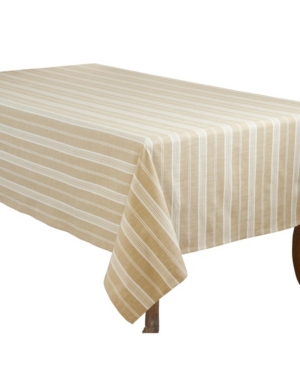 Saro Lifestyle Striped Tablecloth In Khaki