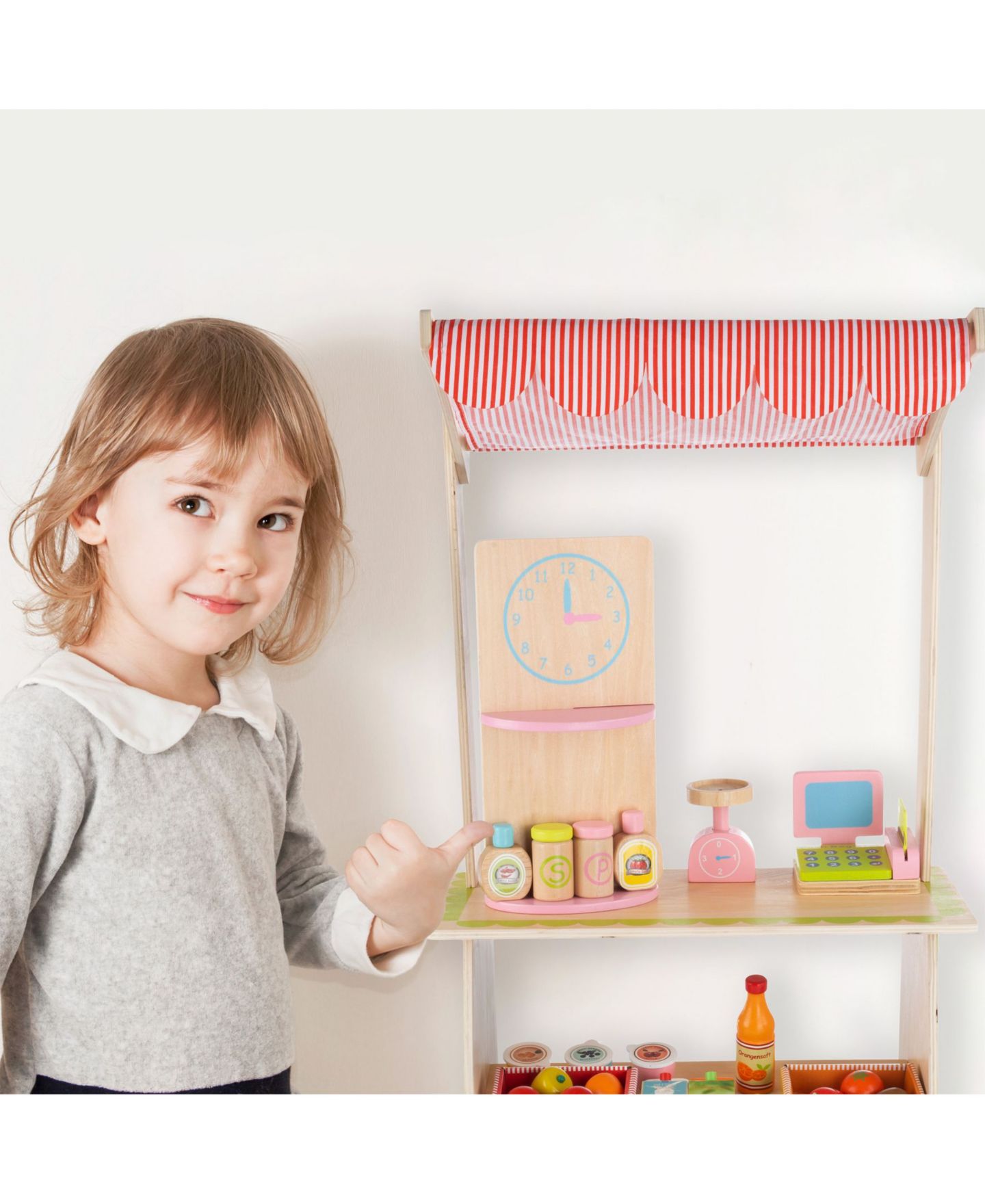 Детский игровой набор Trademark Global Fresh Market Selling Stand Wooden 31-Piece Playset, Ages 3+ — фото 6