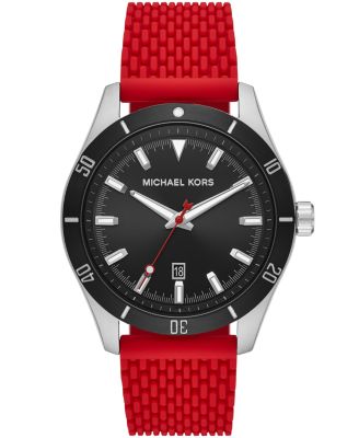 Michael Kors - Layton Three-Hand Red Silicone Mesh Watch