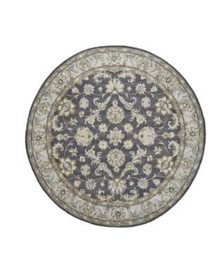 Feizy Zoie R8397 Charcoal 10' x 10' Round Rug - Macy's