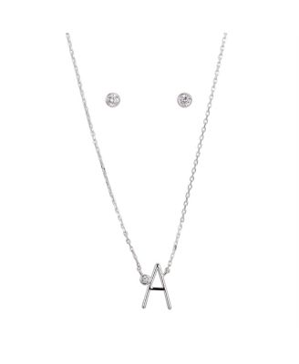 Unwritten Silver Plated Letter Initial Necklace with Cubic