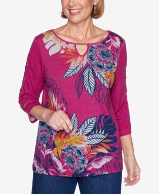 Alfred Dunner - Petite Panama City Printed 3/4-Sleeve Top