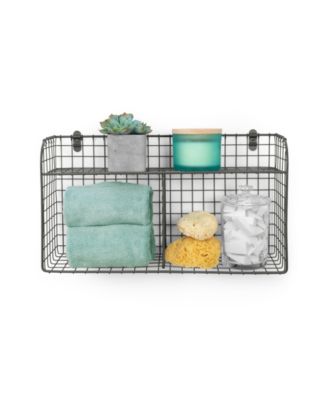 Vintage-like Living Wall Mount Double Bin with Shelf