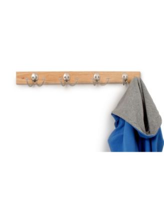 Stratford Wall Mount 4-Double Hook Wood Rack