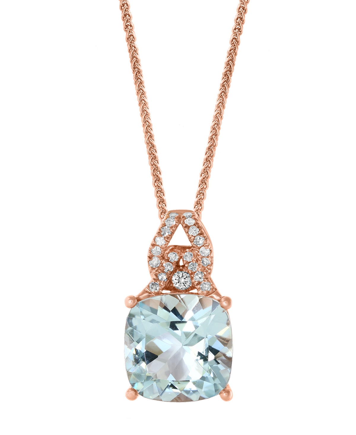 Aquamarine (3-1/2 ct. t.w.) & Diamond (1/8 ct. t.w.) 18" Pendant Necklace in 14k Rose Gold - Aquamarine