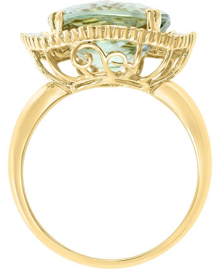 LALI Jewels - Green Amethyst (5-1/4 ct. t.w.) & Diamond (1/2 ct. t.w.) Statement Ring in 14k Gold