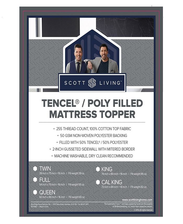 Scott Living Tencel Blend Filled Mattress Topper, Twin Macy's