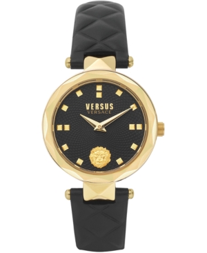image of Versus by Versace Women-s Covent Garden Petite Black Leather Strap Watch 32mm